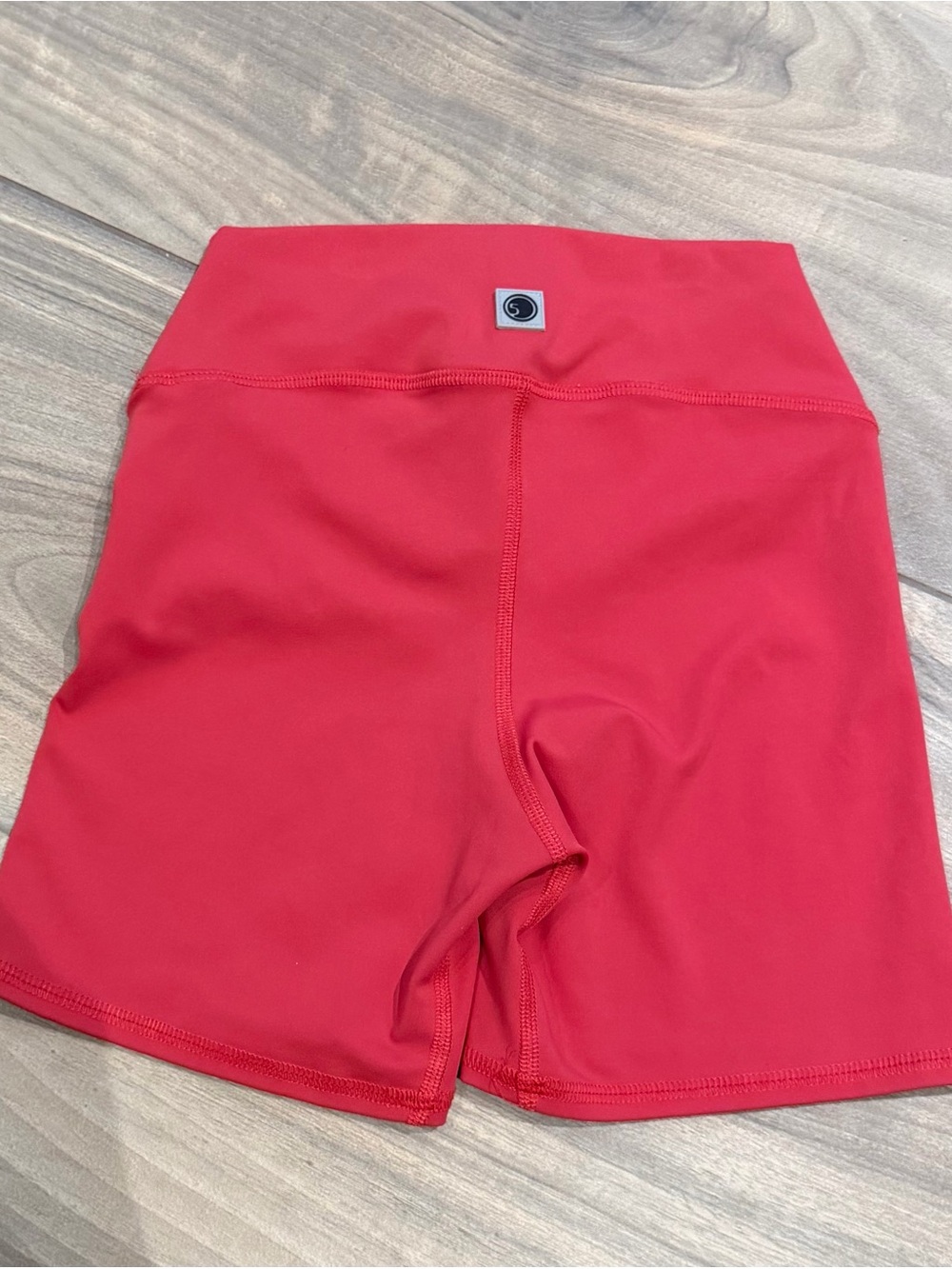 High-Rise Red Bike Shorts with Sleek Supportive Waist size S
